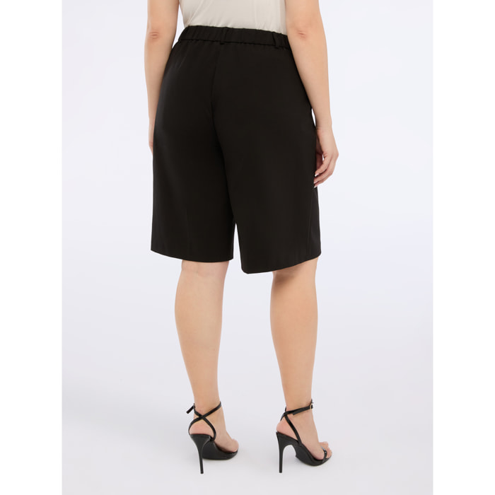 Fiorella Rubino - Pantaloni bermuda in Punto Milano - Nero