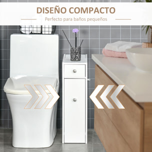 Armario Auxiliar de Baño Mueble de Baño Estrecho con 2 Cajones y Compartimiento Superior con Tapa para Lavabo Ducha 17x48x58 cm Blanco