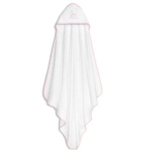 Capa Baño 1X1 Mod Conejitos Abrazos Pasacinta + Gorro Bco/Rosa