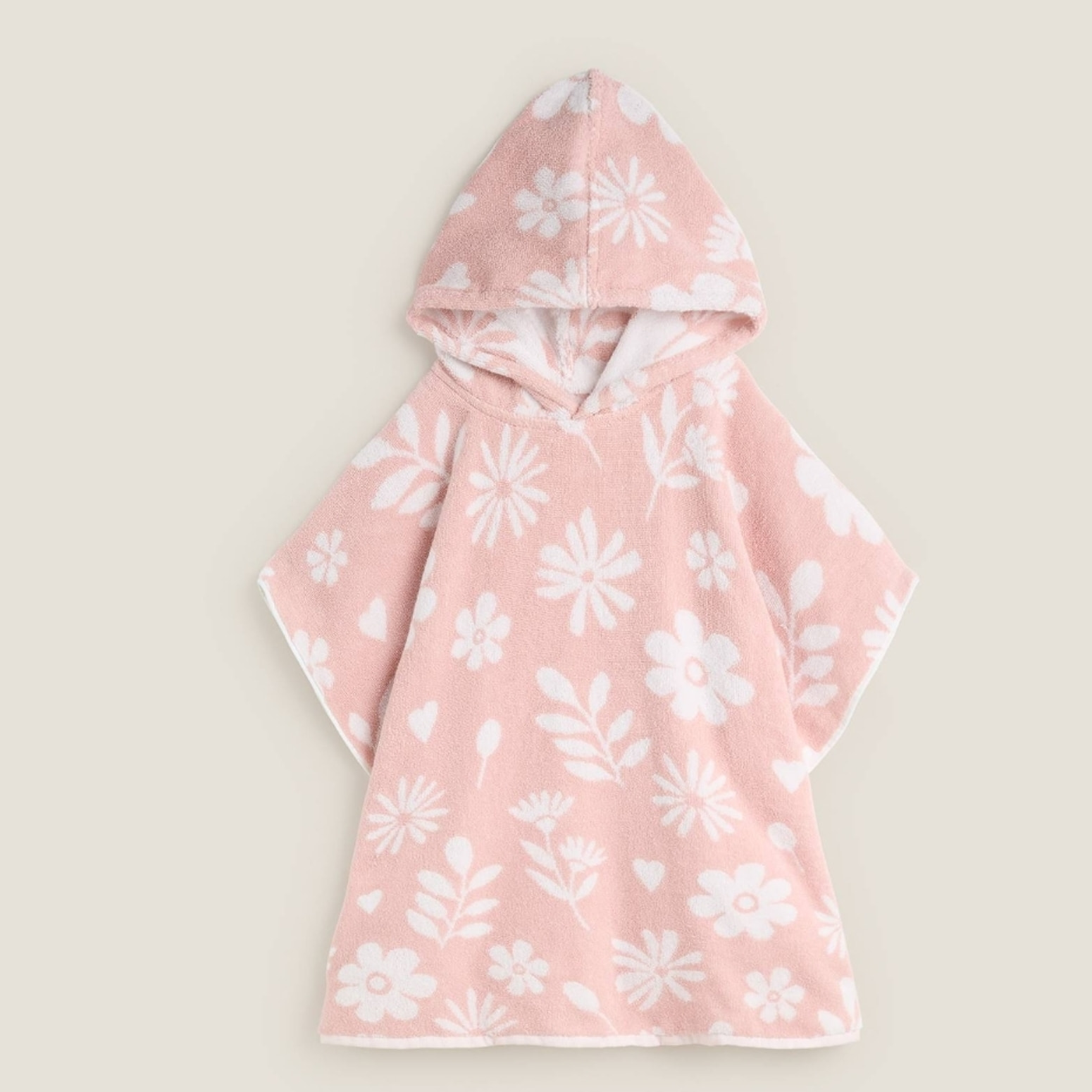 Toalla poncho flores Kayla color rosa 100% Algodón