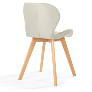 Chaises Gatsby en tissu et pieds bois - Beige