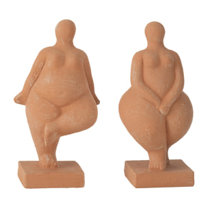 J-Line décoration Figurine Moderne Venus - ciment - terracotta - 2 pièces