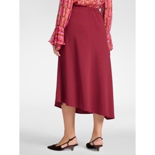 Elena Mirò - Falda asimétrica en cady elástico - Burgundy