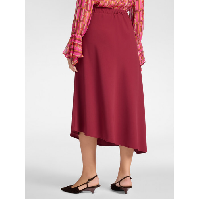 Elena Mirò - Falda asimétrica en cady elástico - Burgundy