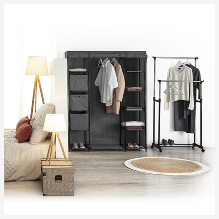 Armoire 2 penderies gris