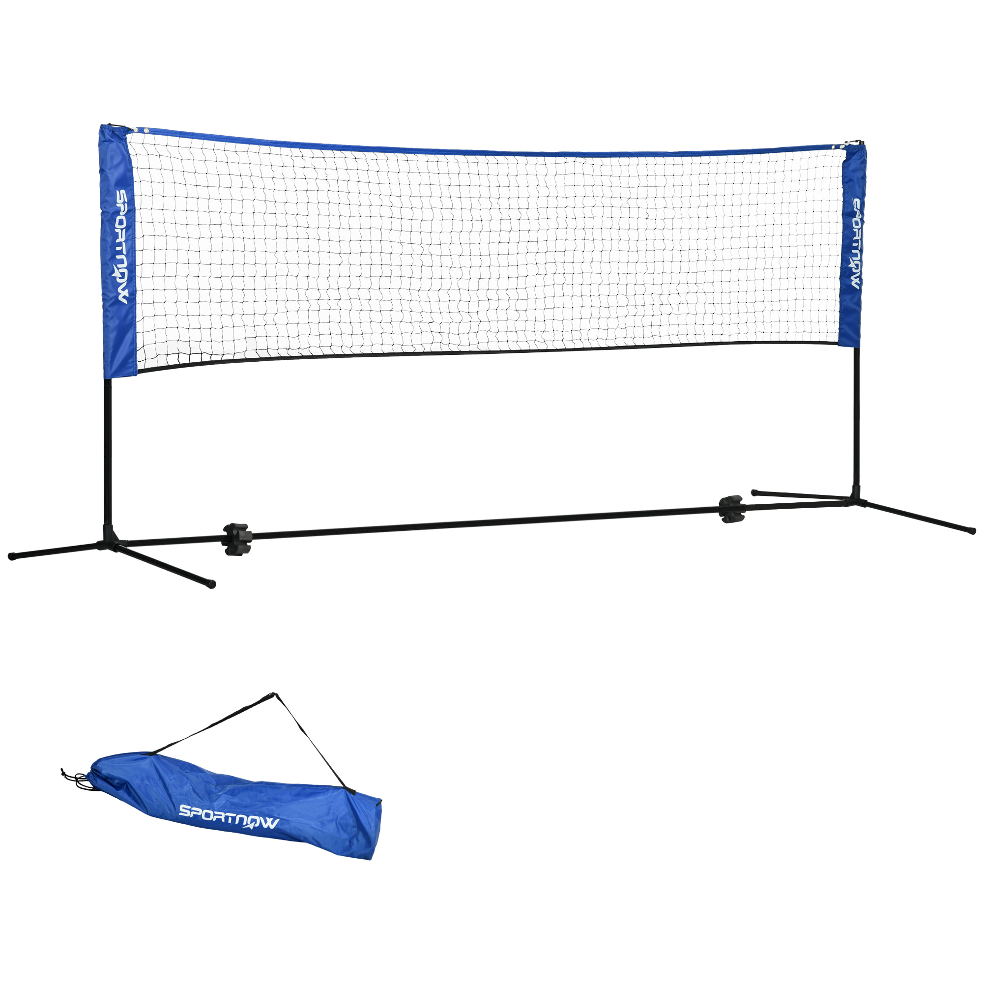 Filet de badminton volley-ball - hauteur réglable 107-155 cm - structure métal, sac de transport inclus - noir bleu