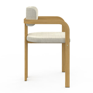 Chaises Elsa avec accoudoirs en tissu beige et pieds métal - lot de 2