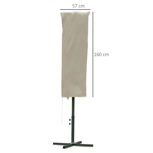 Housse de protection imperméable pour parasol droit avec fermeture éclair et cordon de serrage polyester oxford kaki léger