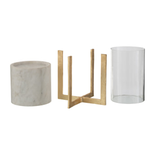 J-Line photophore Base - marbre/métal - gris/champagne - large