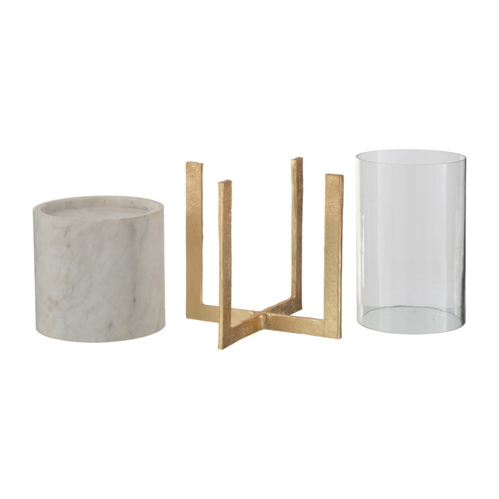 J-Line photophore Base - marbre/métal - gris/champagne - large