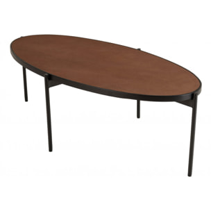 BASILE - Table basse ovale 131x65cm couleur rouille effet pierre