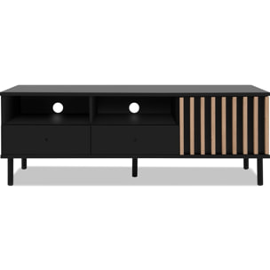 Meuble TV 1 porte, 2 tiroirs, 2 niches - MORGAN