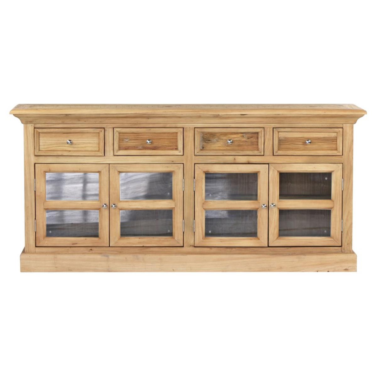 Credenza buffet in legno di olmo, 4 ante e 4 cassetti 210x45x87 cm