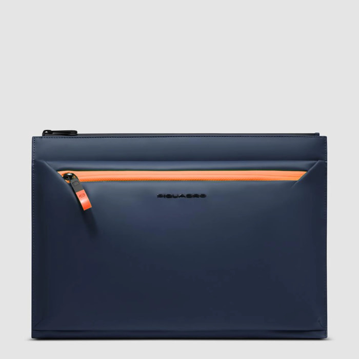 Piquadro Pochette porta iPad® in tessuto gommato resistente all'acqua con tasca per AirPods®