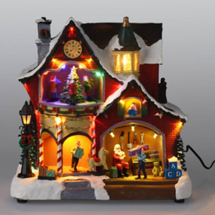 decoración navideña del taller de papá noel con 31 luces led y música 26,5x16,5x27,5cm