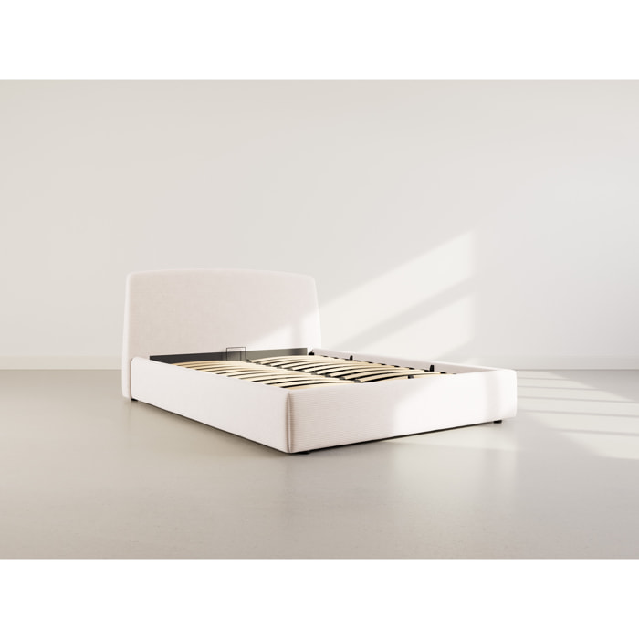 Juliette - lit coffre - 160x200 cm - en velours côtelé - Beige