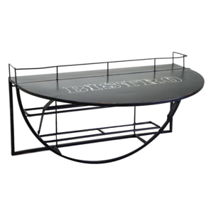 Tavolino in metallo da muro con mensola nero cm70x47h40