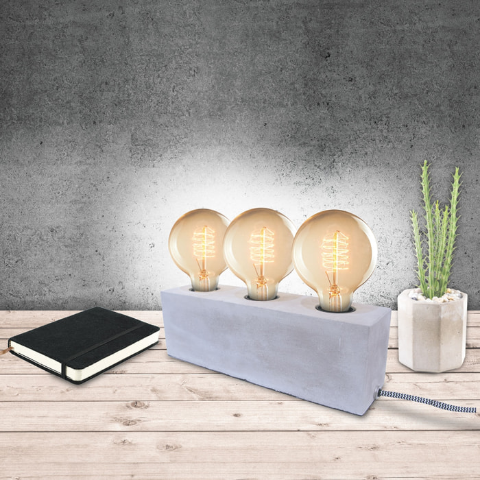 Lampe A Poser Beton 3 Ampoules