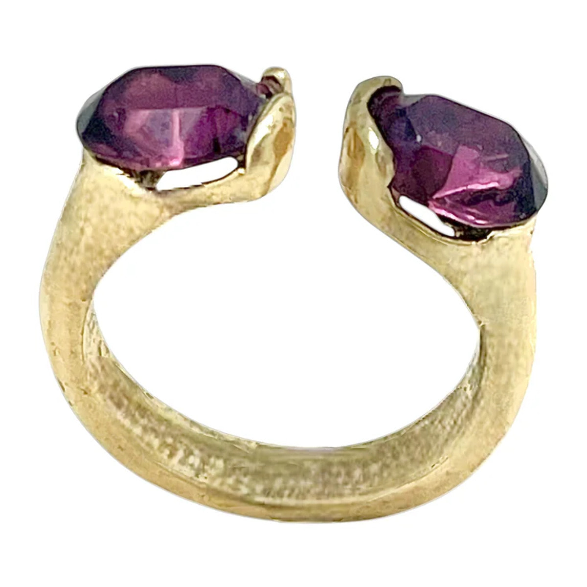 Anillo doble cristal abierto alianza dorado chapado latón cristal Sw amatista