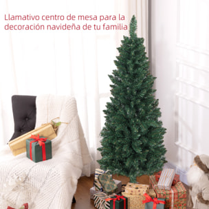 Árbol de Navidad Estrecho 150 cm Árbol de Navidad Tipo Lápiz con Base Plegable y 317 Ramas para Dormitorio Oficina Verde