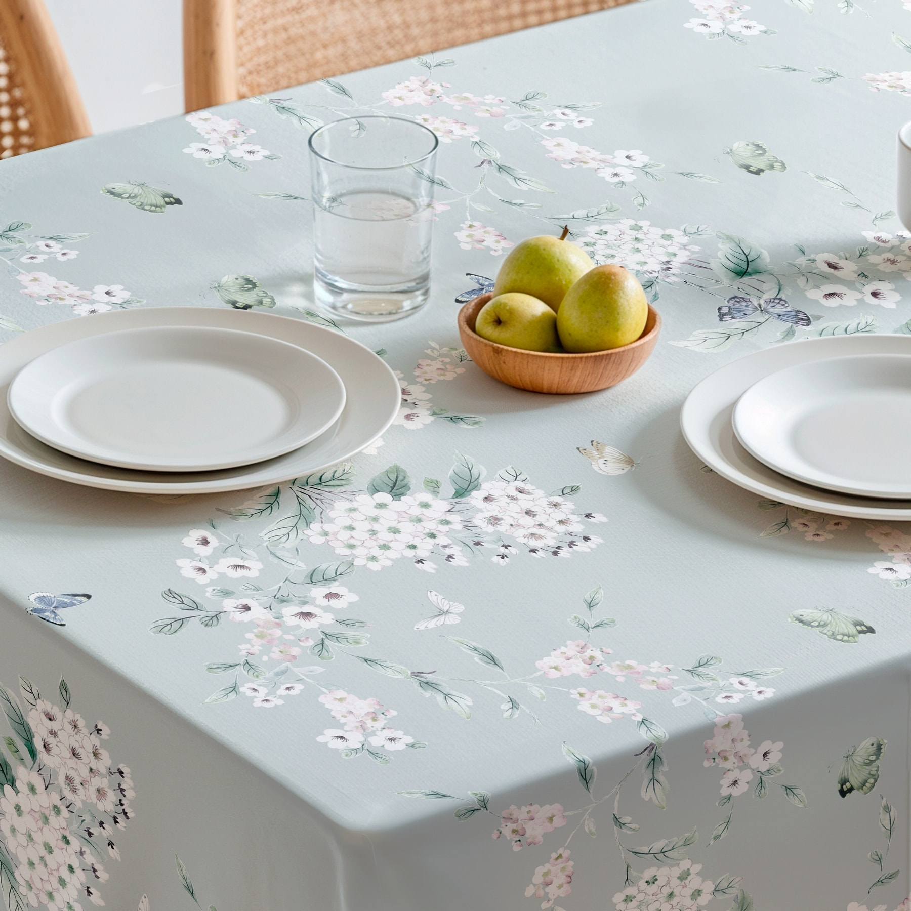 Nappe imprimée anti-tâches GALAN BLEU CIEL