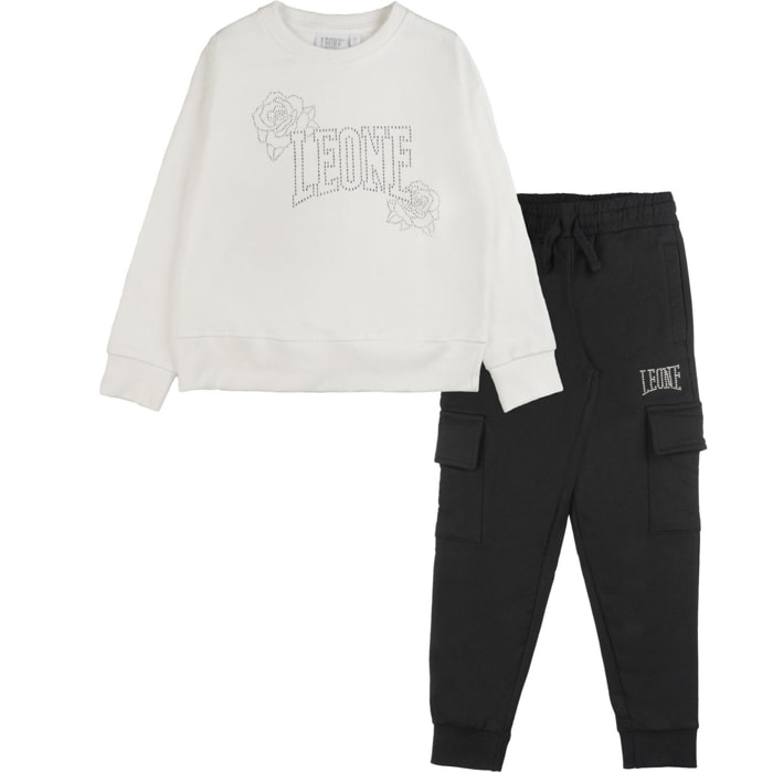 Chándal de invierno para niña Leone 1947 Nature, cuello redondo y pantalón cargo
