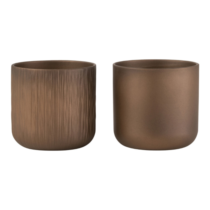 J-Line cache-pot Gen - céramique - or/cuivre - medium - 2 pièces - Ø 15 cm