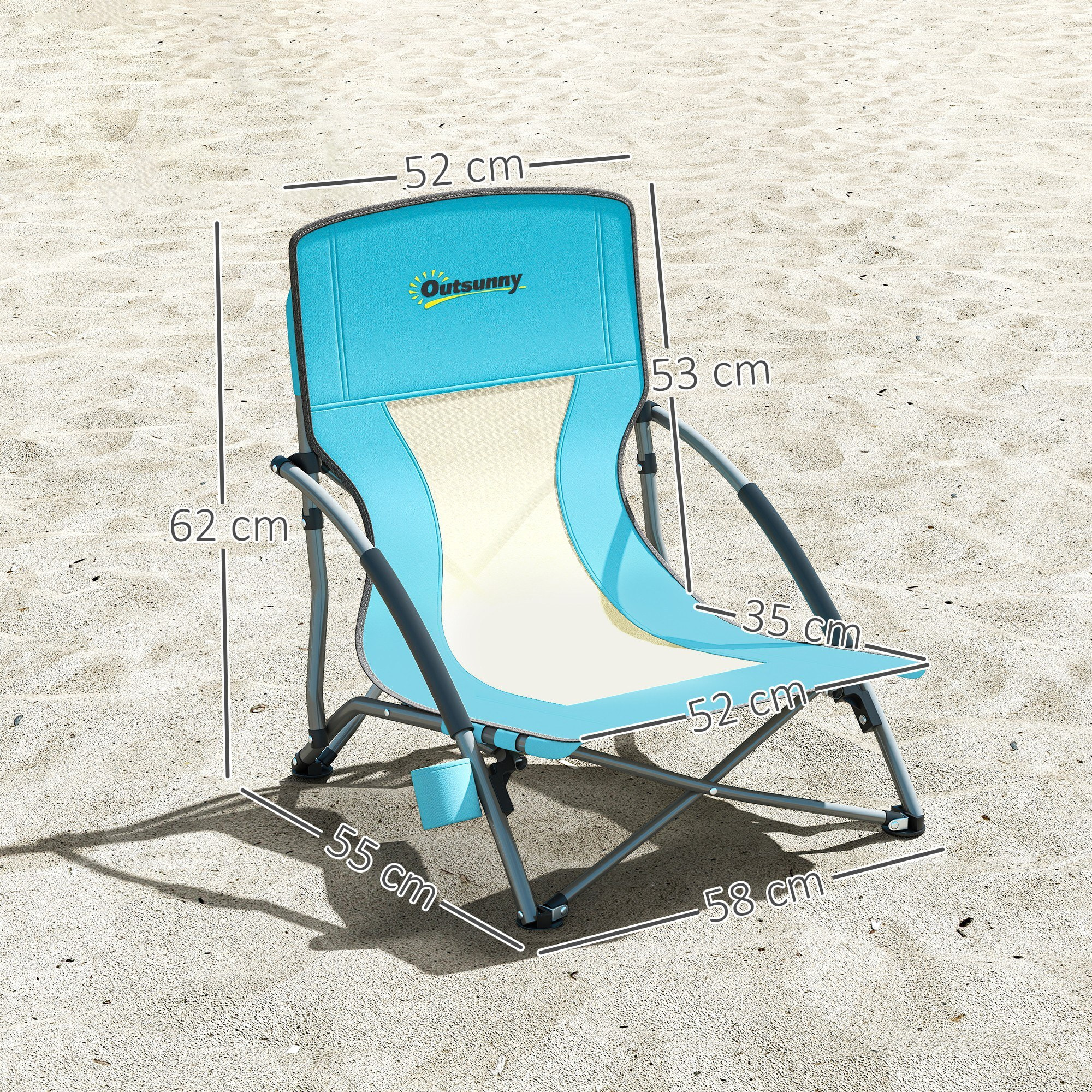 Lot de 2 chaises de plage pliantes - chaise de camping compacte légère poids net 2,2 Kg - métal polyester textilène bleu