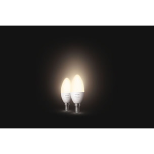 Ampoule LED connectée PHILIPS HUE E14 White Flamme pack de 2