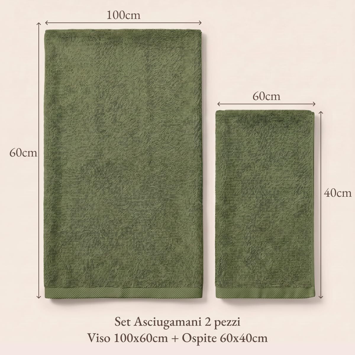 INTRECCI HOME Set Bagno Asciugamani Viso e Ospite, in Puro Cotone 500 g, Morbidezza Extra, Assorbenza Superiore