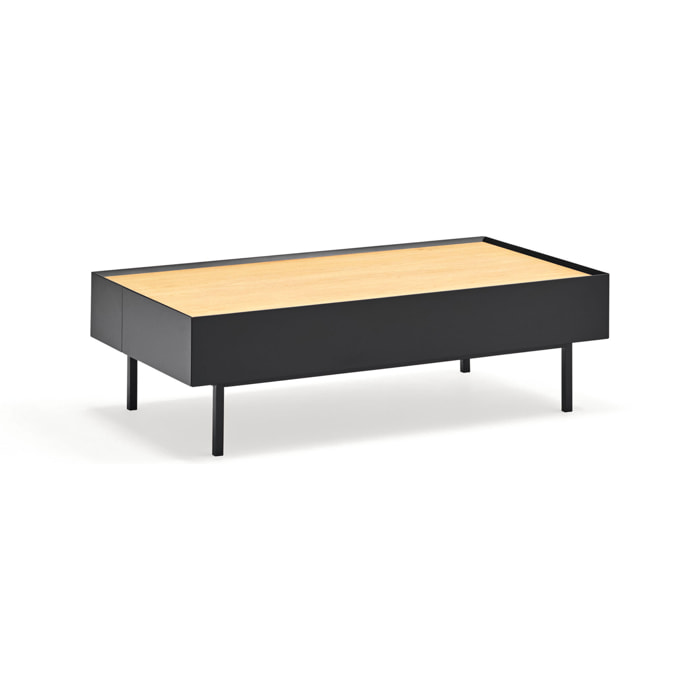 Mesa de centro Arista con 2 cajones negro
