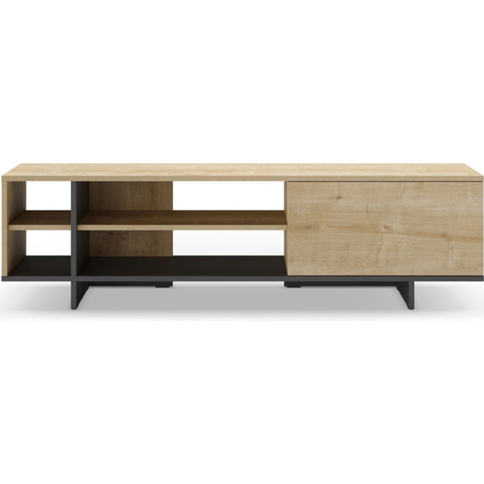 Meuble Tv 1 porte décor chêne - ALICIA
