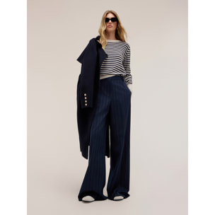 Motivi - Pantaloni palazzo in poliviscosa gessata lurex - Blu