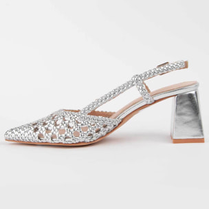 Zapato De Tacón - Plateado - Altura: 6 Cm