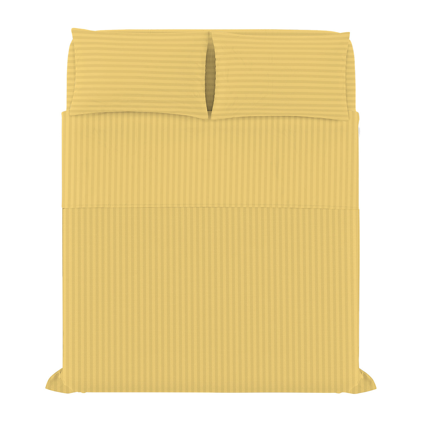 COMPLETO LETTO SATIN STRIPES, 100% Raso di Poliestere, Tinta Unita, Made in Italy - GIALLO