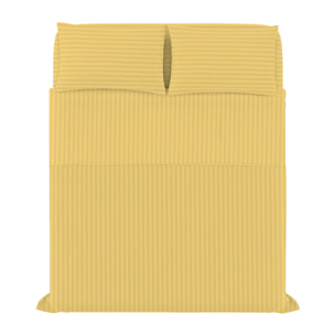 COMPLETO LETTO SATIN STRIPES, 100% Raso di Poliestere, Tinta Unita, Made in Italy - GIALLO
