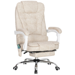 Fauteuil de bureau direction massant chauffant hauteur réglable dossier inclinable tissu beige