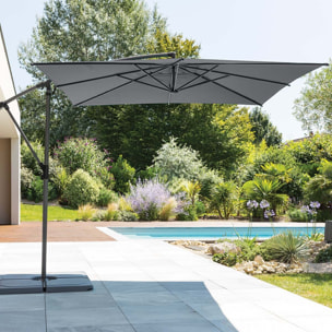 Parasol déporté carré "Manoa" ardoise D2,5x2,5m en acier