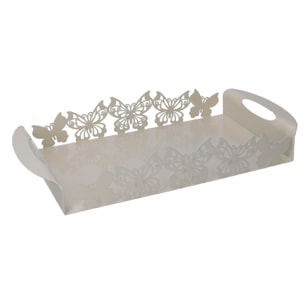 Vassoio in metallo farfalla crema rettangolare cm41x20h6,5