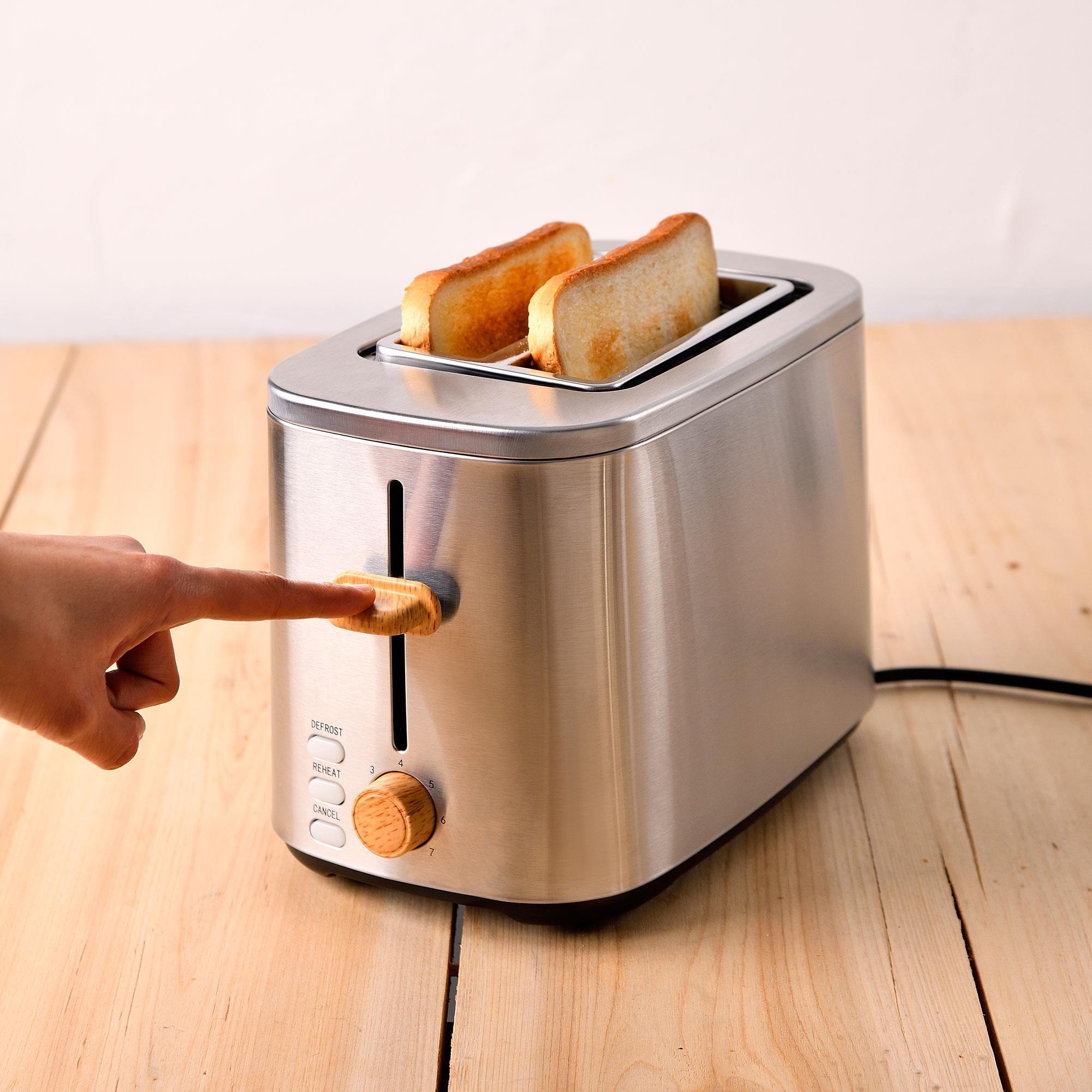 Tostadora para 2 Rebanadas 800W con 7 niveles de tostado y Bandeja extraíble