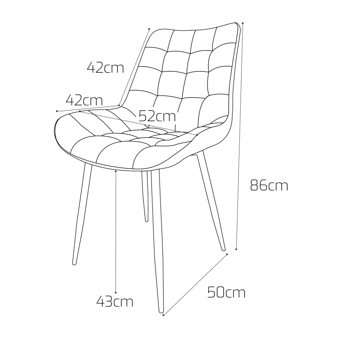 SHANGHAI - Set di 2 sedie di design in leatherette imbottita e trapuntata. Set di 2 sedie da pranzo, ufficio, studio. Sedute in ecopelle colore marrone effetto cuoio