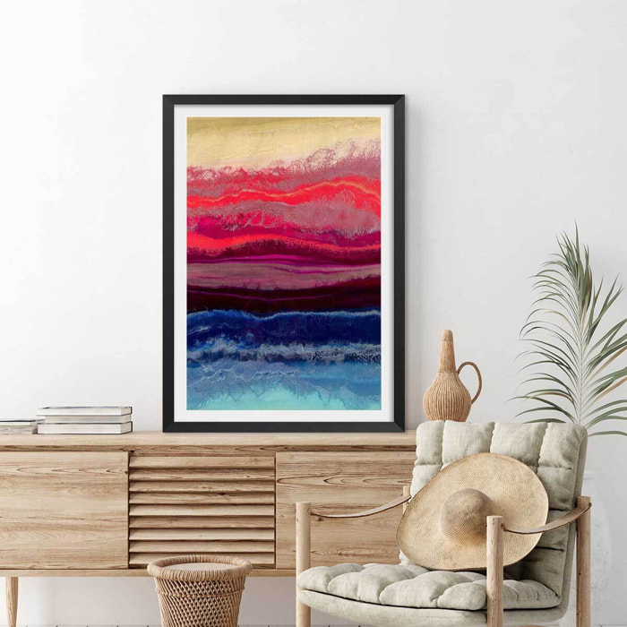 Poster red blue contrast Affiche sous cadre noir