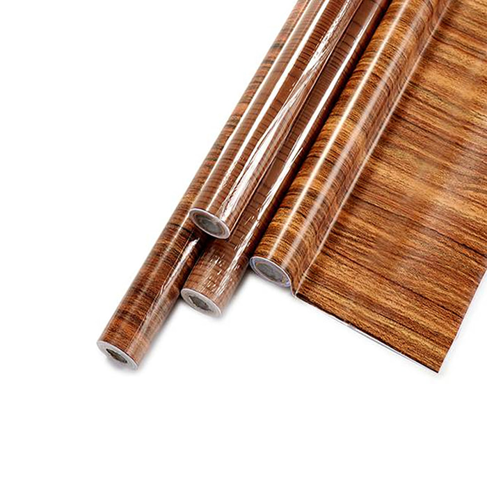 SET DI 6 RULI DI CARTA ADHESIVA 45X200CM LEGNO SCURO