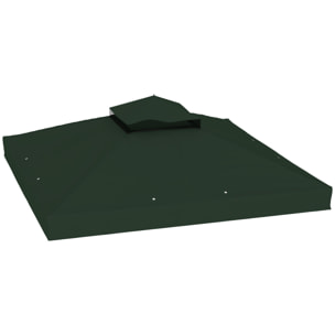 Techo de Repuesto para Cenador 3x3 m Cubierta de Repuesto 370g/㎡ con Techo Doble con Mosquitera Protección UV 30+ Toldo de Recambio para Pabellón Gazebo Verde