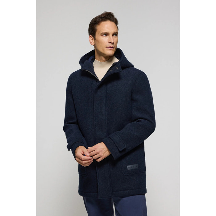 Trench con cappuccio blu marino Clay con particolari Polo Club