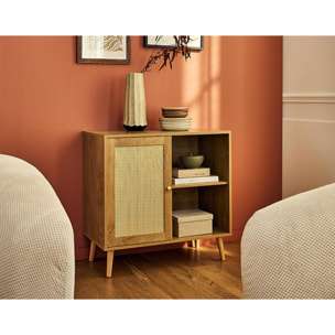 Goto - buffet haut - effet bois et cannage - 2 niches et 1 porte - 80 cm - Bois