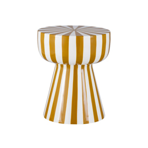 Table d'appoint, bout de canapé, table de chevet, acier émaillé rayures bicolores Ø34 x H41cm ZIGGY