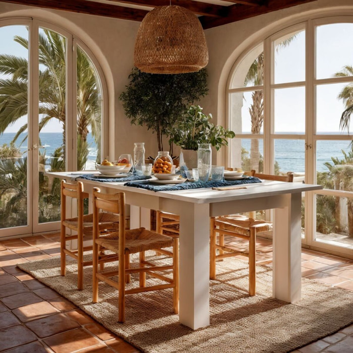 Mesa Comedor Extensible 90x140-190 Cm Blanco Brillo