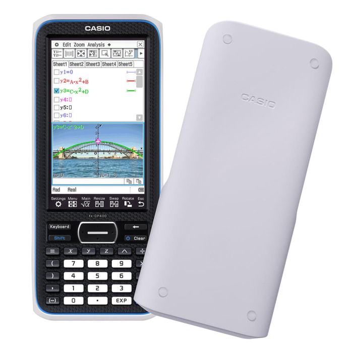 Casio Calculadora modelo FX-CP400-LA-EHPantalla tactil de 4,8 pulgadas. 500 kb ram y 5,5 mb flsh rom, 24 mb usb flash drive. Variedad de expresiones