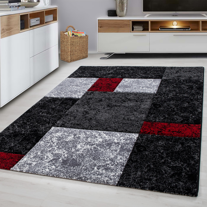 HAWAII - Tapis de salon à motif géométrique rouge